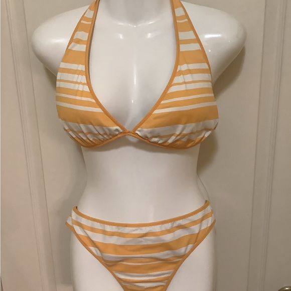 Bikini floral striped Reversible size 14/16 XL yellow stripped one side … - Picture 5 of 13